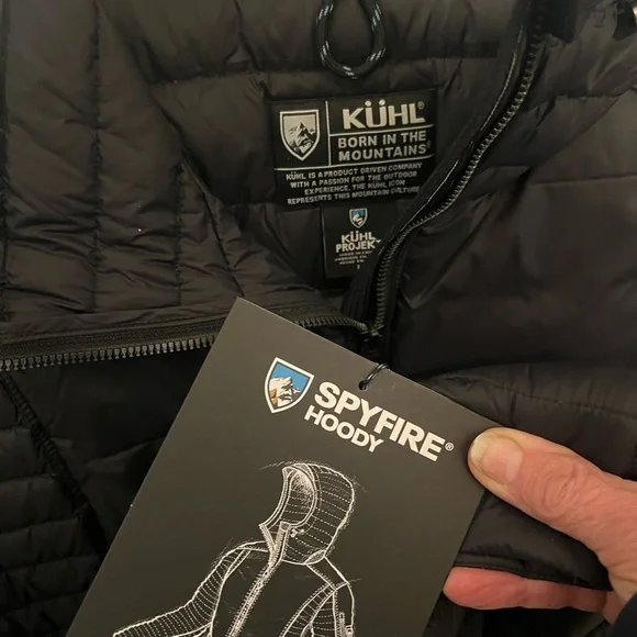 KUHL’s  Women's black SPYFIRE -Black hoody  Puffer Jacket- NEW - Picture 10 of 12